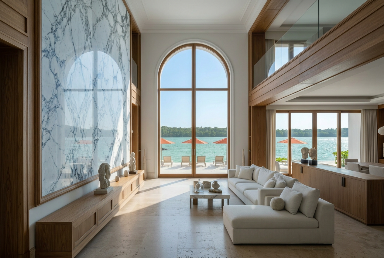 Premium interior with lagoon views